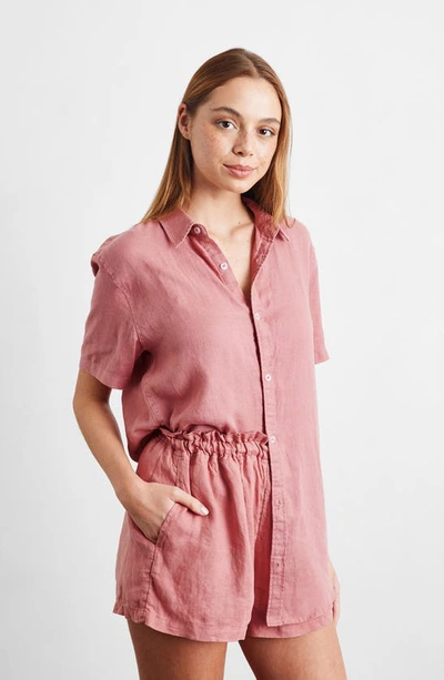 Shop Bed Threads Linen Shorts In Pink Clay