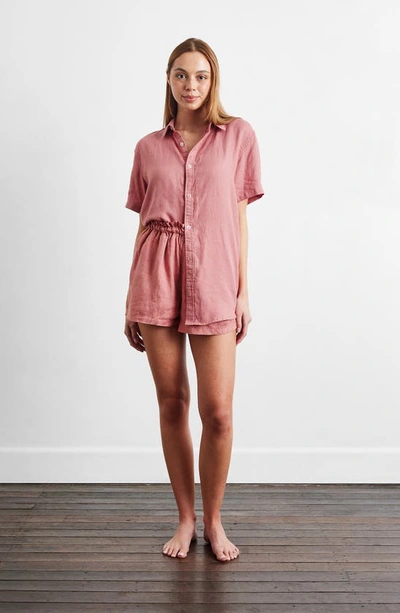 Shop Bed Threads Linen Shorts In Pink Clay
