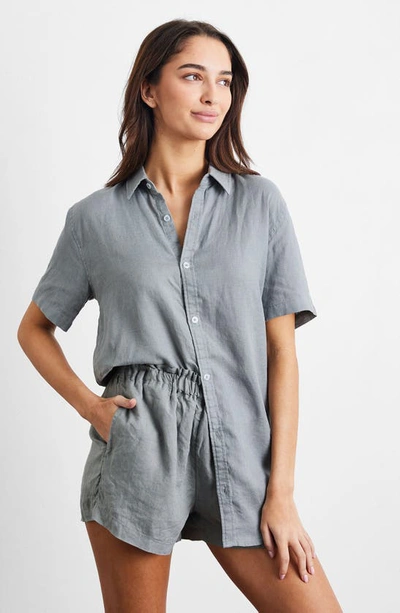Shop Bed Threads Linen Shorts In Mineral