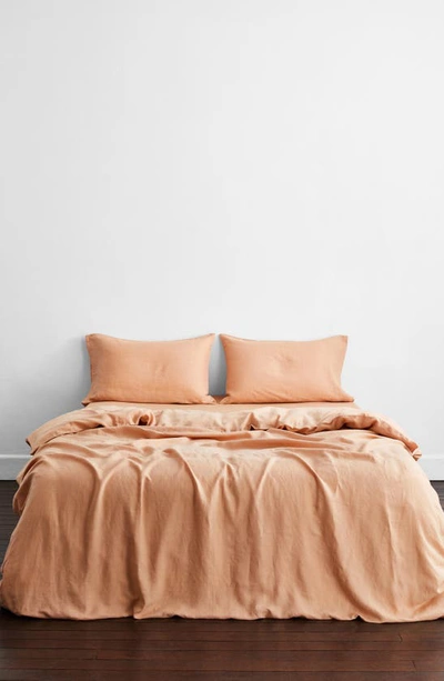 Shop Bed Threads Set Of 2 French Linen Pillowcases In Terracotta