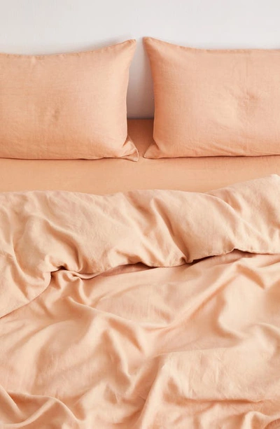 Shop Bed Threads Set Of 2 French Linen Pillowcases In Terracotta