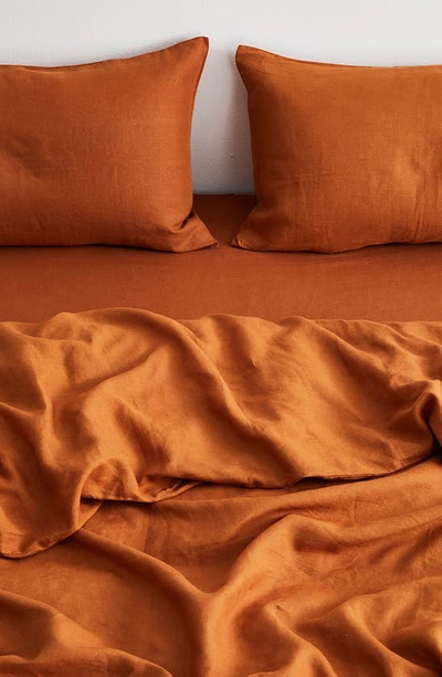 Shop Bed Threads Set Of 2 French Linen Pillowcases In Orange Tones