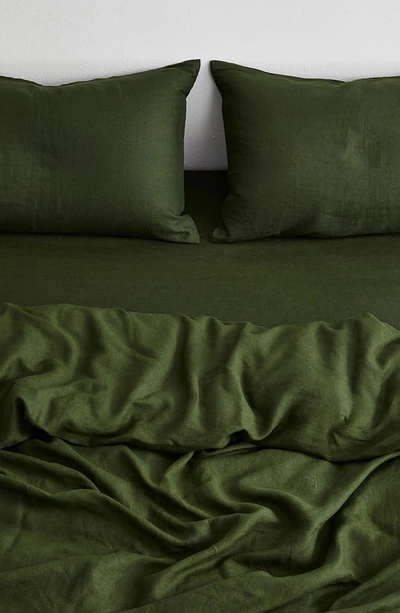 Shop Bed Threads Set Of 2 French Linen Pillowcases In Olive