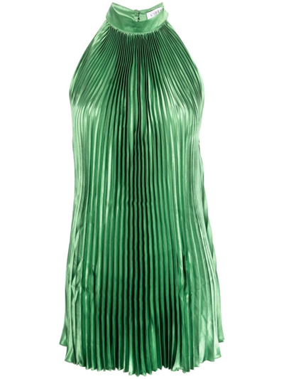 Shop L'idée Woman L'idee Halter Neck Short Dress In Green