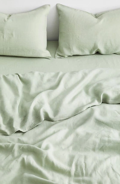 Shop Bed Threads Linen Duvet Cover In Sage