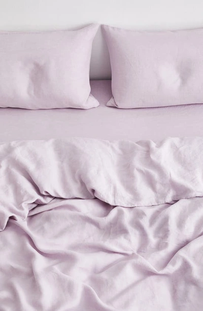 Shop Bed Threads Linen Duvet Cover In Lilac
