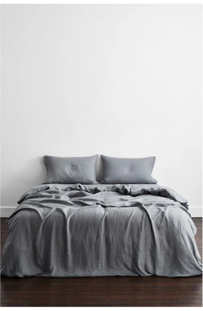Shop Bed Threads Linen Duvet Cover In Mineral