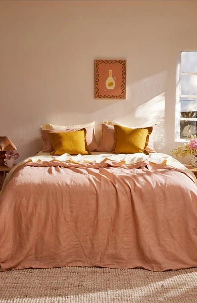 Shop Bed Threads Linen Duvet Cover In Terracotta