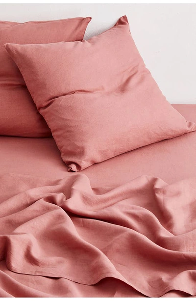 Shop Bed Threads Set Of 2 French Linen Euro Pillowcases In Pink Clay