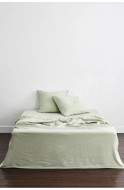 Shop Bed Threads Set Of 2 French Linen Euro Pillowcases In Sage