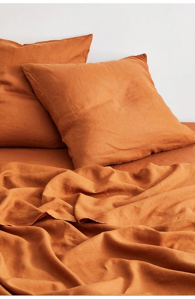 Shop Bed Threads Set Of 2 French Linen Euro Pillowcases In Rust