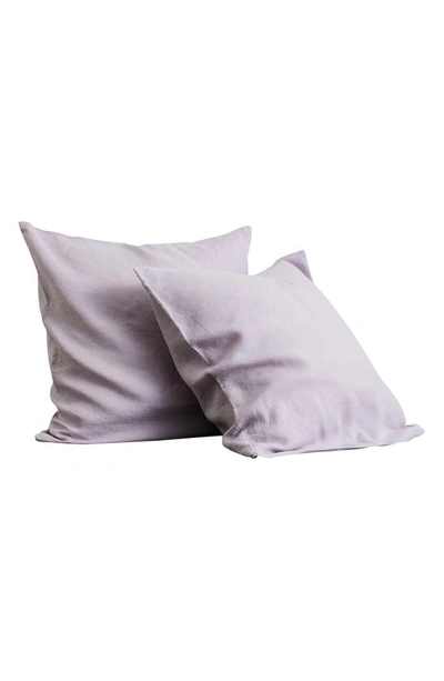 Shop Bed Threads Set Of 2 French Linen Euro Pillowcases In Lilac