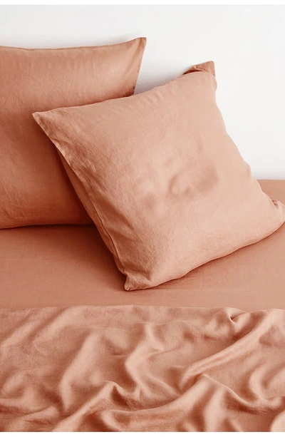 Shop Bed Threads Set Of 2 French Linen Euro Pillowcases In Hazelnut
