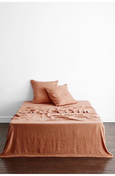 Shop Bed Threads Set Of 2 French Linen Euro Pillowcases In Hazelnut