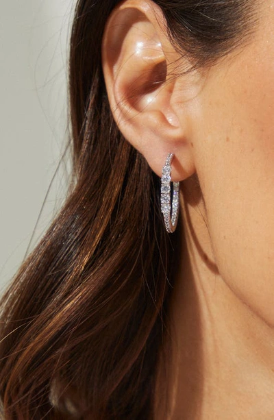 Nadri Love All Cubic Zirconia Hoop Earrings In Rhodium Plated In Rhodium