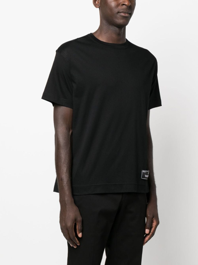 Shop Valentino Logo-patch Cotton T-shirt In Black