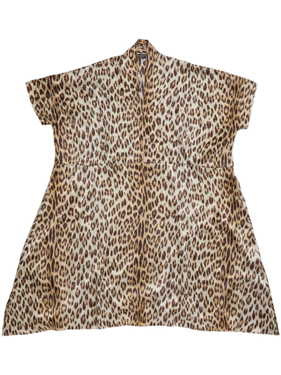 Shop Balenciaga Leopard-print Silk Dress In Neutrals