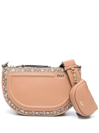 Shop Dkny Orion Monogram-pattern Crossbody Bag In Brown