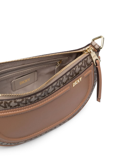 Shop Dkny Orion Monogram-pattern Crossbody Bag In Brown