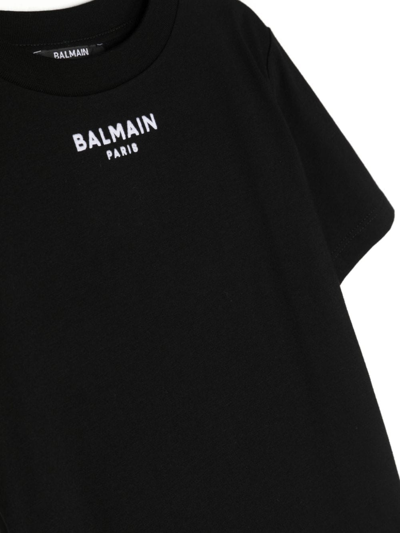 Shop Balmain Logo-embroidered Cotton T-shirt In Black