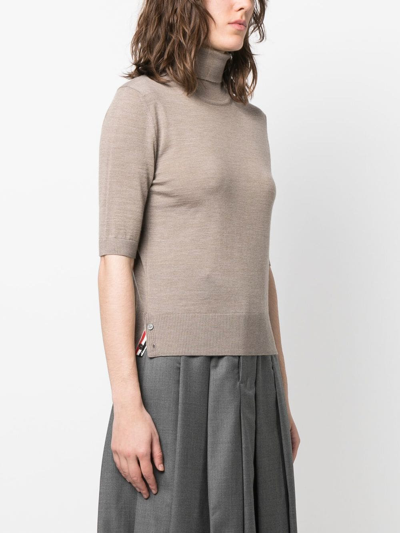 Shop Thom Browne Virgin-wool Turtleneck Jumper In Brown