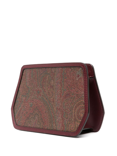 Shop Etro Logo-embroidered Paisley-print Crossbody Bag In Red