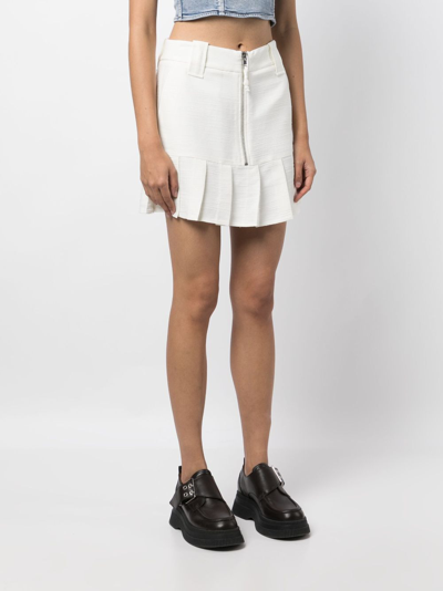 Shop Ganni Pleated Mini Skirt In White