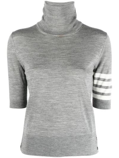 Shop Thom Browne Turtleneck Short-sleeve Jumper In Grey