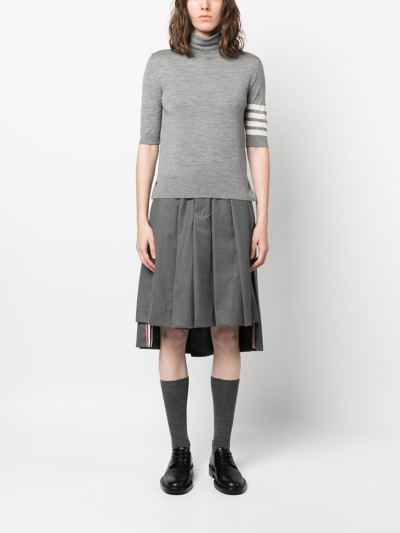 Shop Thom Browne Turtleneck Short-sleeve Jumper In Grey