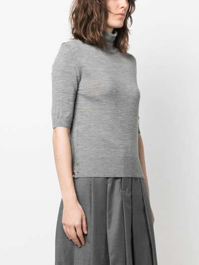 Shop Thom Browne Turtleneck Short-sleeve Jumper In Grey