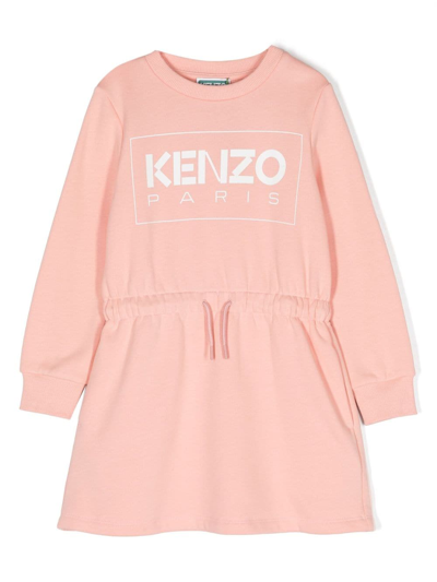 Shop Kenzo Logo-print Cotton Dress In Pink