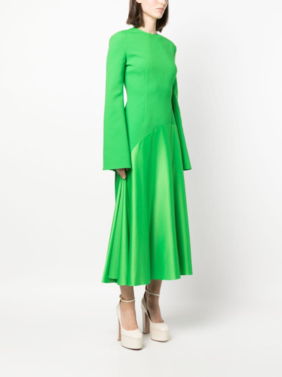 Shop Solace London Gaia Flared Midi Dress In Green