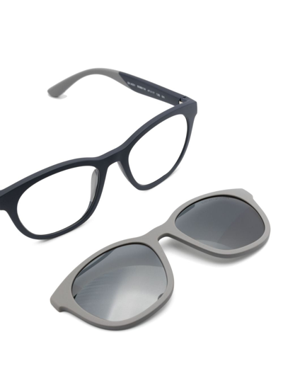 Shop Emporio Armani Round-frame Glasses In Blue