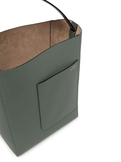 Shop Valextra Medium Leather Bucket Bag In Green