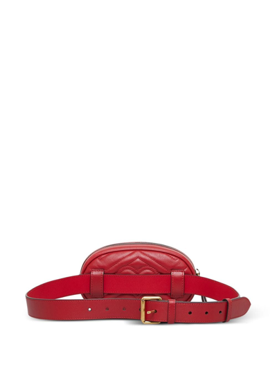 Pre-owned Gucci Gg Marmont Belt Bag In Red