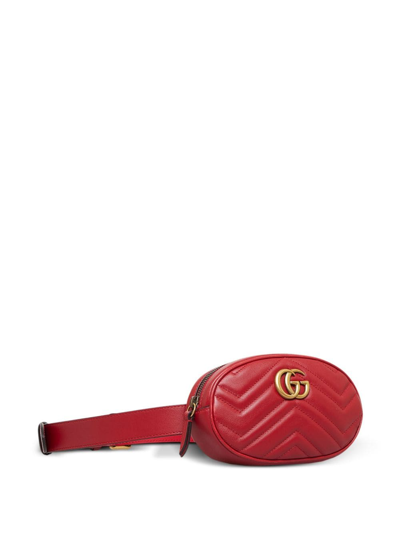 Pre-owned Gucci Gg Marmont Belt Bag In Red