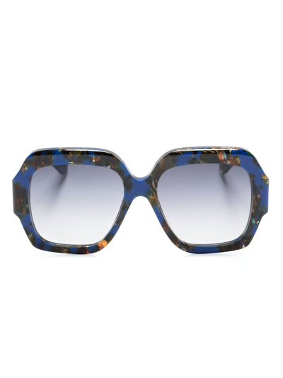 Shop Chloé Tortoiseshell Oversize-frame Sunglasses In Blue