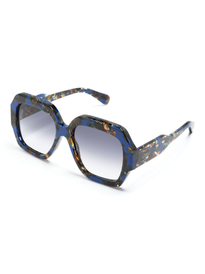 Shop Chloé Tortoiseshell Oversize-frame Sunglasses In Blue
