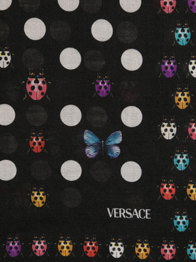 Shop Versace Butterflies Fringed Shawl In Black