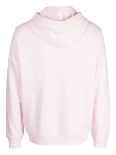 Shop Karl Lagerfeld Logo-embroidered Long-sleeve Hoodie In Pink