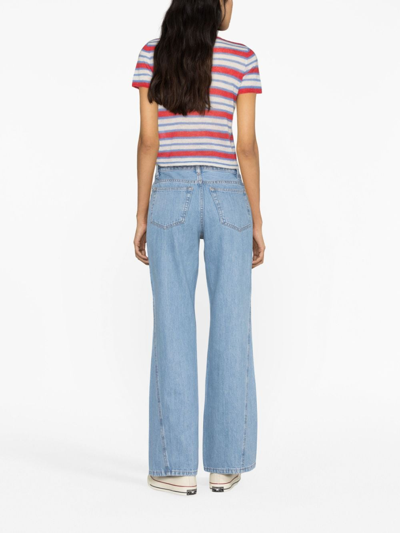 Apc Cropped Faded High-rise Straight-leg Jeans In Blue