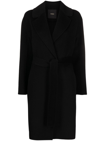 Shop Pinko Single-breasted Wool Coat In Black