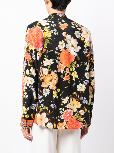 Shop Camilla Floral-print Silk Shirt In Black