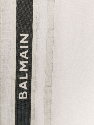 Shop Balmain Logo-embellished Scarf In Neutrals