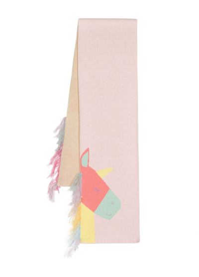 Shop Stella Mccartney Graphic-print Knitted Scarf In Pink