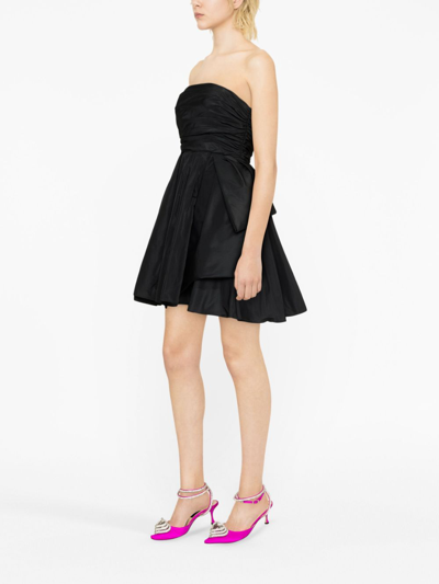 Shop Pinko Strapless Pleated Minidress In Black
