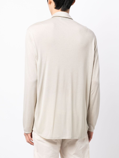 Shop Post Archive Faction Zip-up Lyocell Shirt In Neutrals