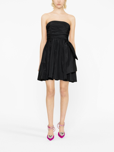 Shop Pinko Strapless Pleated Minidress In Black