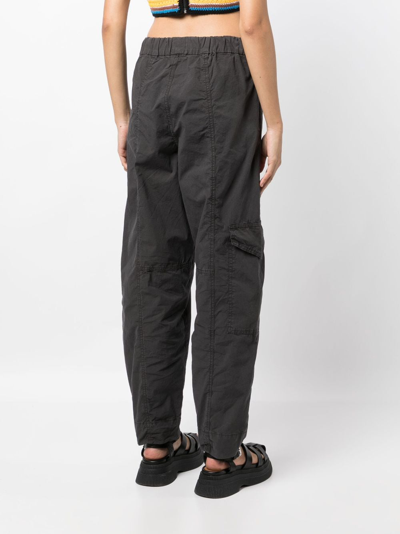 Shop Ganni Elasticated-waistband Cargo Trousers In Grey