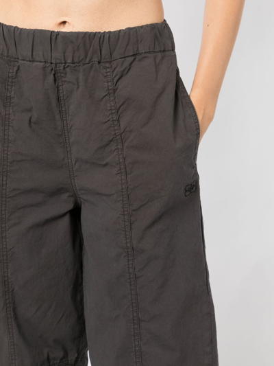 Shop Ganni Elasticated-waistband Cargo Trousers In Grey